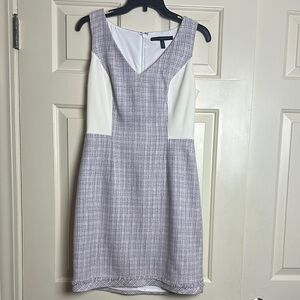 White House Black Market Gray , Lavender and White Midi Dress